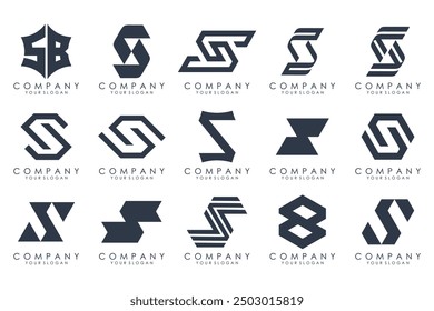 Abstract collection with letters S logo design. creative design logotype S with black colors.