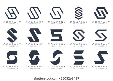 Abstract collection with letters S logo design. creative design logotype S with black colors.