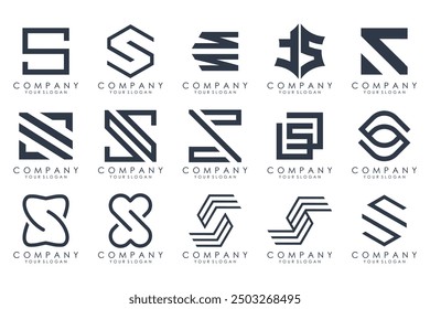 Abstract collection with letters S logo design. creative design logotype S with black colors.