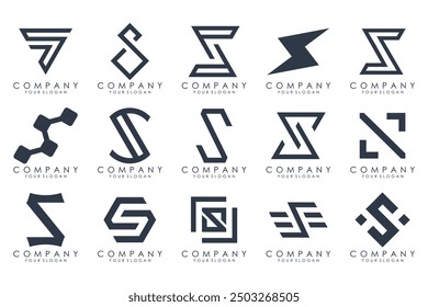 Abstract collection with letters S logo design. creative design logotype S with black colors.