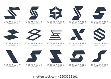 Abstract collection with letters S logo design. creative design logotype S with black colors.