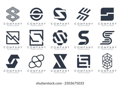 Abstract collection with letters S logo design. creative design logotype S with black colors.