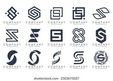 Abstract collection with letters S logo design. creative design logotype S with black colors.