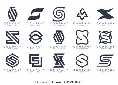Abstract collection with letters S logo design. creative design logotype S with black colors.