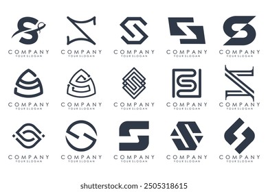 colección Abstractas con diseño de logotipo de letras S. Logotipo de diseño creativo S con colores negros.
