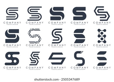 Abstrakte Kollektion mit Buchstaben S Logo Design. kreatives Design-Logo S mit schwarzen Farben.