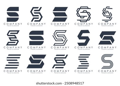 Abstract collection with letters S logo design. creative design logotype S with black colors.