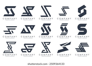 Abstract collection with letters S logo design. creative design logotype S with black colors.