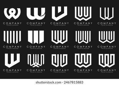 colección Abstractas con letras W logo design. diseño creativo logo W con color blanco.