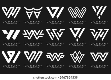 Abstract collection with letters W logo design. creative design logotype W with white color.