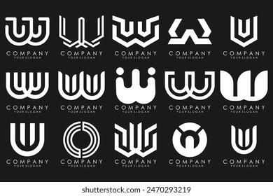 colección Abstractas con letras W logo design. diseño creativo logo W con color blanco.