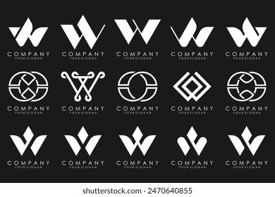 Abstract collection with letters W logo design. creative design logotype W with white color.