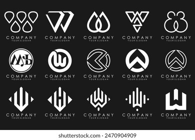 colección Abstractas con letras W logo design. diseño creativo logo W con color blanco.
