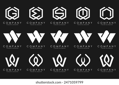 colección Abstractas con letras W logo design. diseño creativo logo W con color blanco.