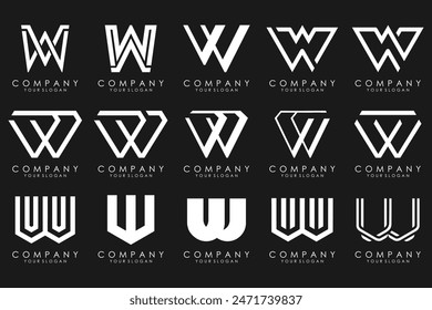 Abstract collection with letters W logo design. creative design logotype W with white color.
