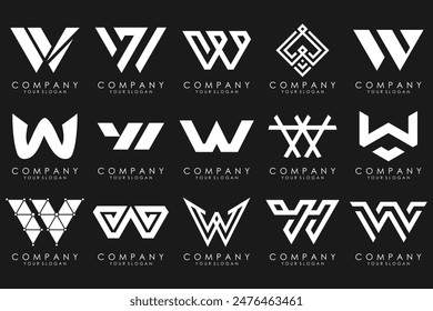 colección Abstractas con letras W logo design. diseño creativo logo W con color blanco.