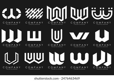 Abstrakte Kollektion mit Buchstaben W-Logo-Design. Kreatives Design-Logo Typ W mit weißer Farbe.