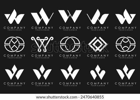 Abstract collection with letters W logo design. creative design logotype W with white color.