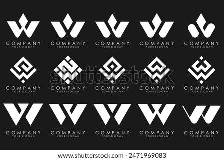 Abstract collection with letters W logo design. creative design logotype W with white color.