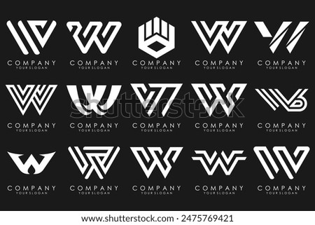 Abstract collection with letters W logo design. creative design logotype W with white color.