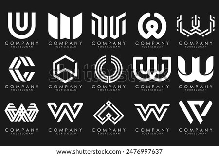 Abstract collection with letters W logo design. creative design logotype W with white color.