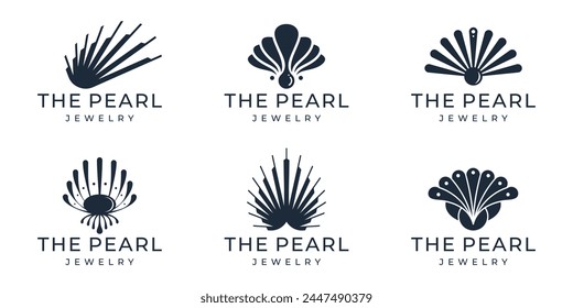 colección abstracta del logotipo de las conchas marinas de lujo. concepto de forma geométrica aislado sobre fondo blanco