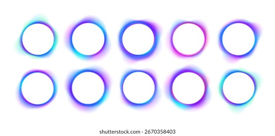 Abstract collection of neon wavy technology in midnight space with gradient round border creating futuristic vibrant design for modern backdrop