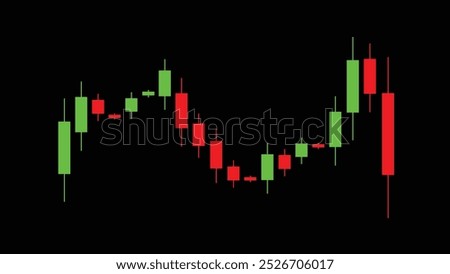 Abstract Collection of part of candlestick trading graph. Vector illustration isolated on black background.