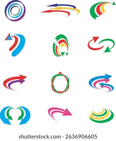 Abstract collection of ribbons and arrow icons in various styles and shapes—perfect for creative design, infographics, presentations, and web projects.