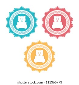 Abstract collection of signs labels with bear silhouette, baby labels concept, vector illustration