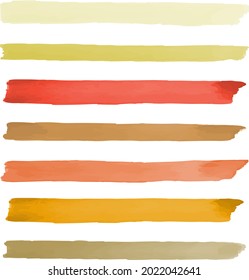 Abstract collection of watercolor brush strokes, lines. 
Watercolor elements for design.Vector illustration