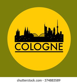 Abstract Cologne skyline, with various landmarks, vector illustration