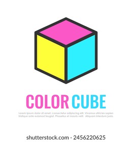 Icono Abstractas del cubo del color aislado sobre fondo blanco
