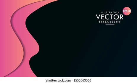 Abstract Color 3D Minimal Paper Cut Wavy Liquid Art Illustration Background Wallpaper, Vector Design With Side Space. Eps10