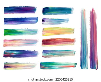 Abstract  color acrylic brush strokes ,paint brushes isolated on white, creative illustration, fashion background. Vector illustration