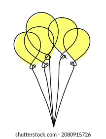 Abstract color air balloon as line drawing on white background. Vector