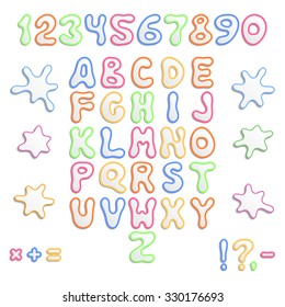 Abstract color alphabet and numbers for design