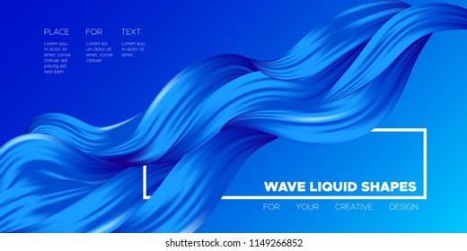 Abstract Color Background. Blue Wavy Fluid Shapes. Vector Illustration EPS10 for Your Creative Design. Beautiful Interweaving. Trendy Digital Background with Flowing Liquid for Business, Banner, Cover