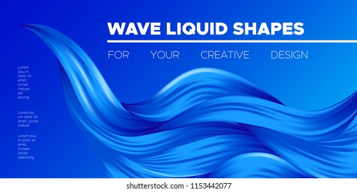 Abstract Color Background. Blue Wavy Fluid Shapes. Vector Illustration EPS10 for Your Creative Design. Beautiful Interweaving. Trendy Digital Background with Flowing Liquid for Business, Banner, Cover