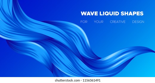 Abstract Color Background. Blue Wavy Fluid Shapes. Vector Illustration EPS10 for Your Creative Design. Beautiful Interweaving. Trendy Digital Background with Flowing Liquid for Business, Banner, Cover