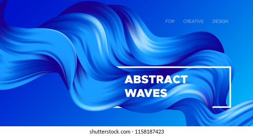 Abstract Color Background. Blue Wavy Fluid Shapes. Vector Illustration EPS10 for Your Creative Design. Beautiful Interweaving. Trendy Digital Background with Flowing Liquid for Business, Banner, Cover