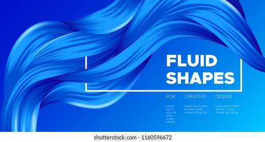 Abstract Color Background. Blue Wavy Fluid Shapes. Vector Illustration EPS10 for Your Creative Design. Beautiful Interweaving. Trendy Digital Background with Flowing Liquid for Business, Banner, Cover