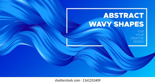 Abstract Color Background. Blue Wavy Fluid Shapes. Vector Illustration EPS10 for Your Creative Design. Beautiful Interweaving. Trendy Digital Background with Flowing Liquid for Business, Banner, Cover