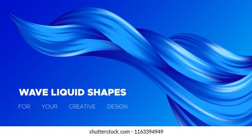 Abstract Color Background. Blue Wavy Fluid Shapes. Vector Illustration EPS10 for Your Creative Design. Beautiful Interweaving. Trendy Digital Background with Flowing Liquid for Business, Banner, Cover