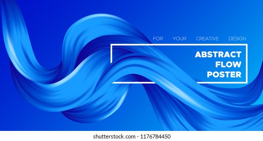 Abstract Color Background. Blue Wavy Fluid Shapes. Vector Illustration EPS10 for Your Creative Design. Beautiful Interweaving. Trendy Digital Background with Flowing Liquid for Business, Banner, Cover