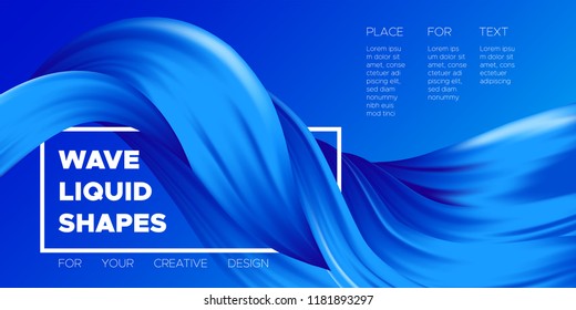 Abstract Color Background. Blue Wavy Fluid Shapes. Vector Illustration EPS10 for Your Creative Design. Beautiful Interweaving. Trendy Digital Background with Flowing Liquid for Business, Banner, Cover