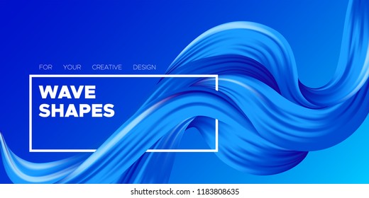 Abstract Color Background. Blue Wavy Fluid Shapes. Vector Illustration EPS10 for Your Creative Design. Beautiful Interweaving. Trendy Digital Background with Flowing Liquid for Business, Banner, Cover