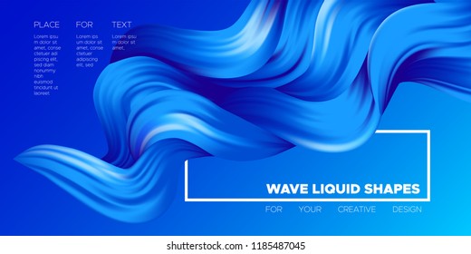 Abstract Color Background. Blue Wavy Fluid Shapes. Vector Illustration EPS10 for Your Creative Design. Beautiful Interweaving. Trendy Digital Background with Flowing Liquid for Business, Banner, Cover