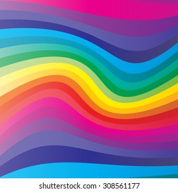 Abstract color background with curved waves. Vector illustration.