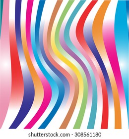 Abstract color background with curved waves. Vector illustration.